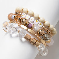 Faith Gold + Neutrals Mixed Bracelet Set