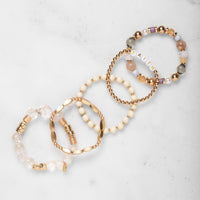 Faith Gold + Neutrals Mixed Bracelet Set