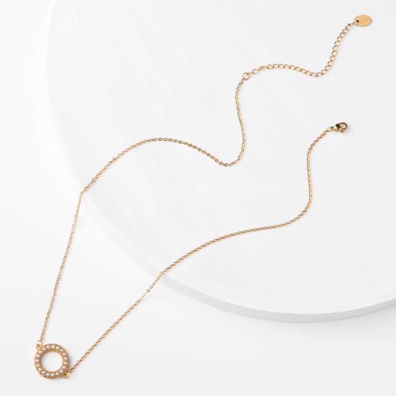 Loree Gold + Pearl Circle Necklace