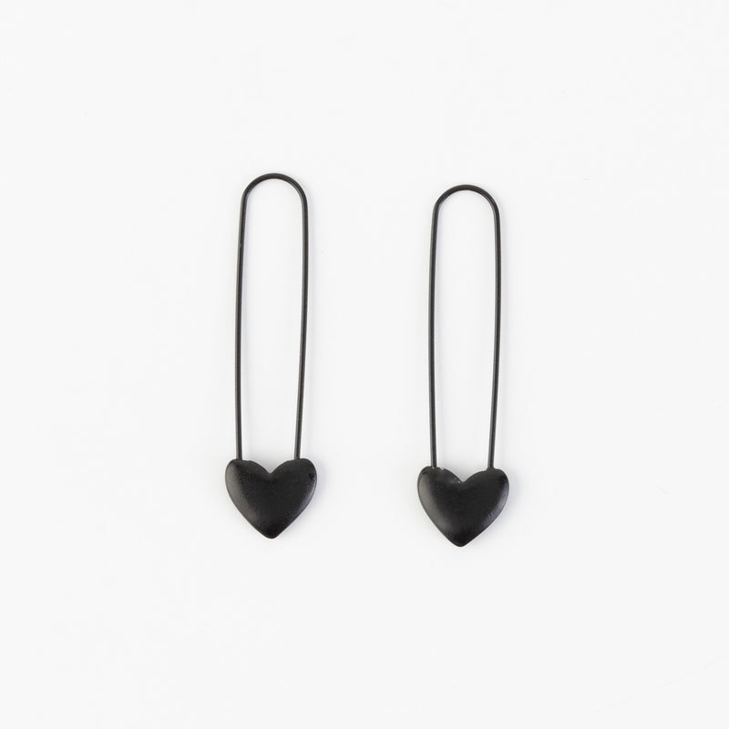 Cayla Safey Pin Heart Earrings