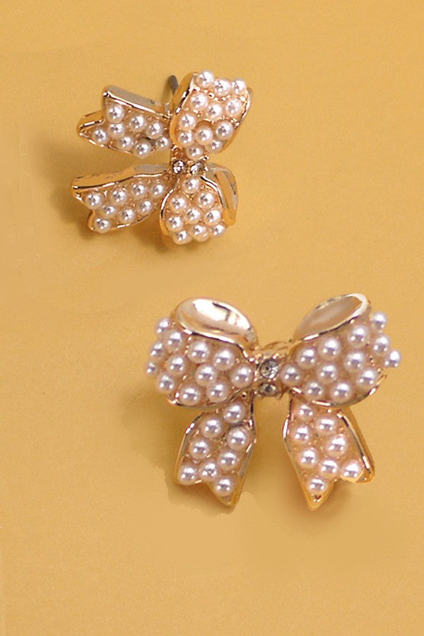 Sloane Mini Pearl Bow Earrings