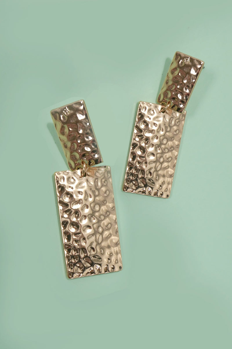 Pippa Hammered Rectangle Earrings