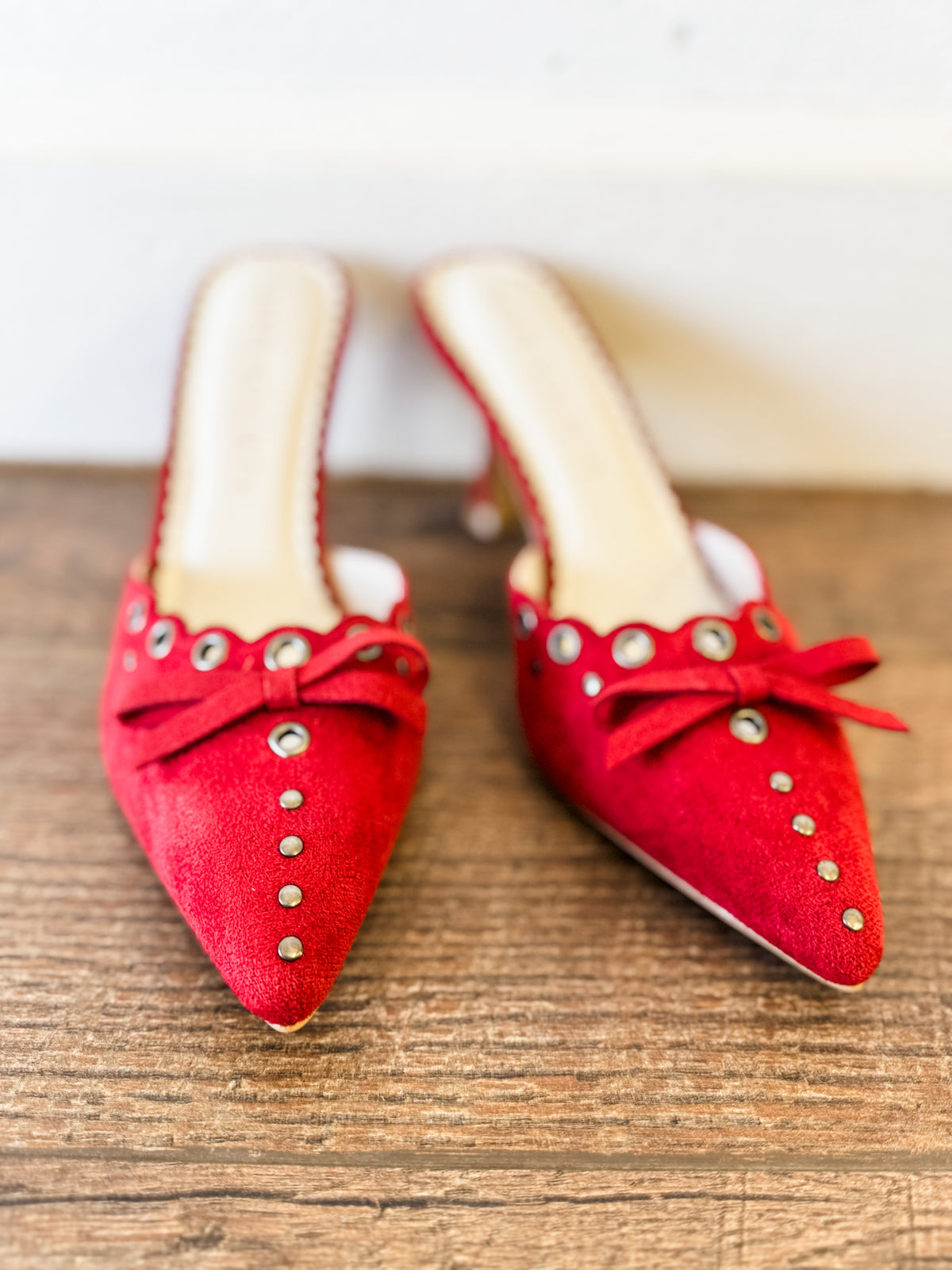 Meridian Red Suede Heels