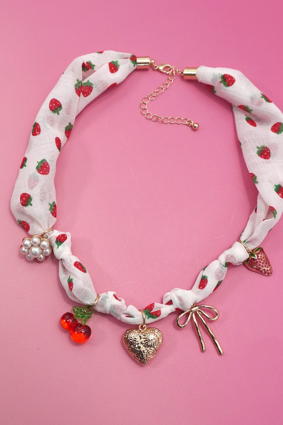 Strawberry Scarf Charm Necklace