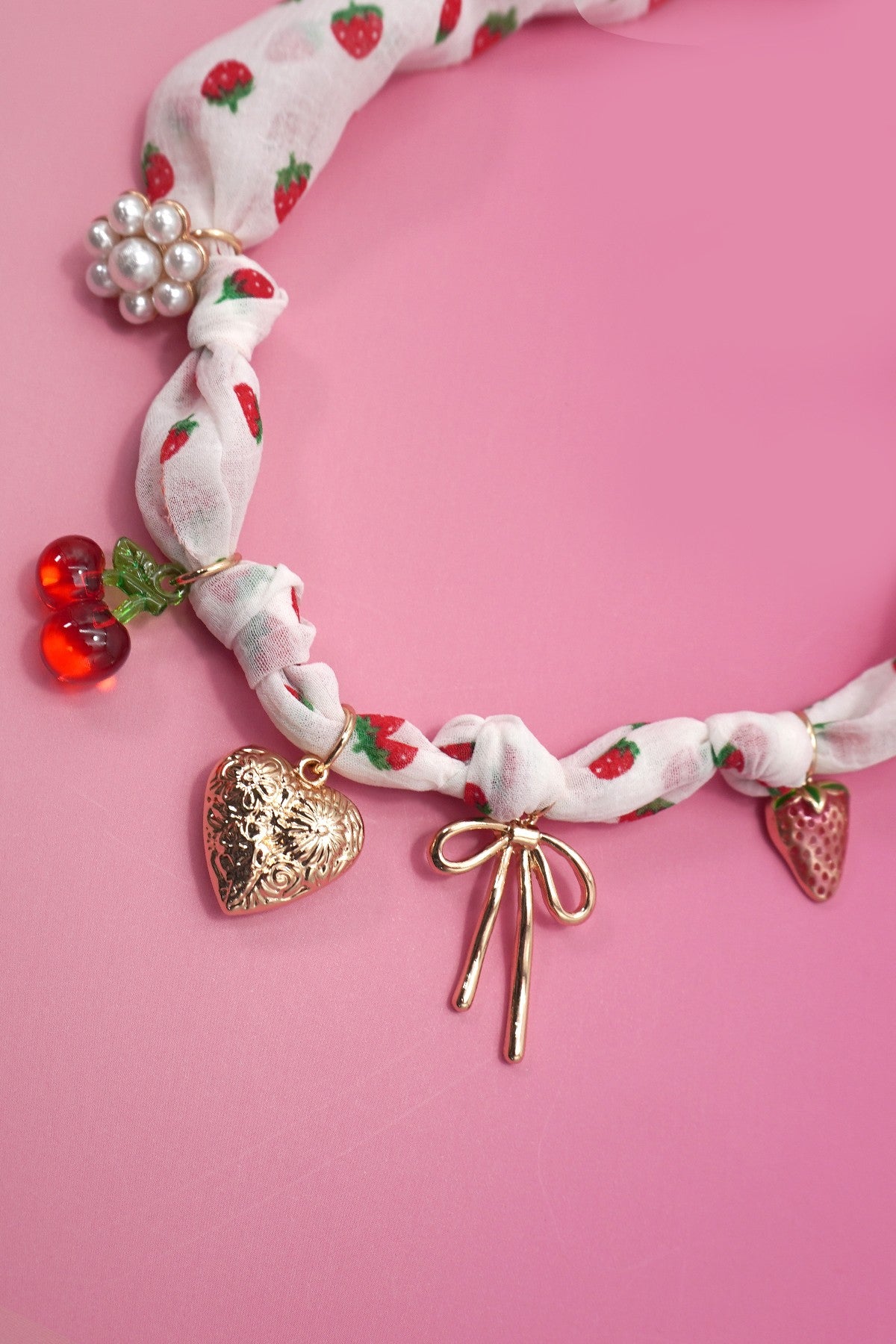 Strawberry Scarf Charm Necklace
