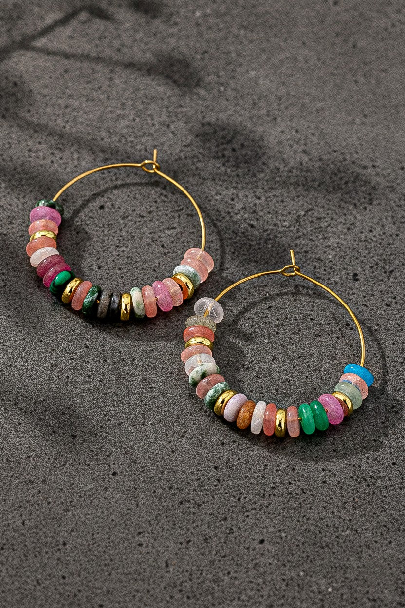 Lucille Beaded Hoop Earrings