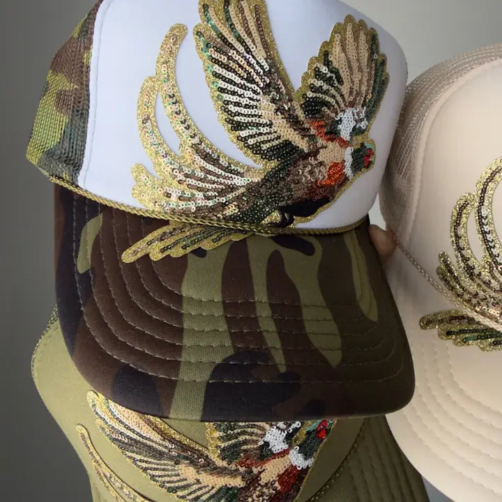 Sequin Pheasant Trucker Hats