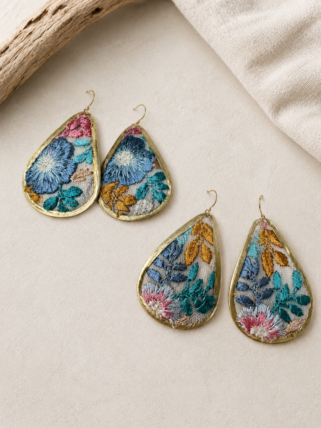 Claire Embroidered Teardrop Earrings
