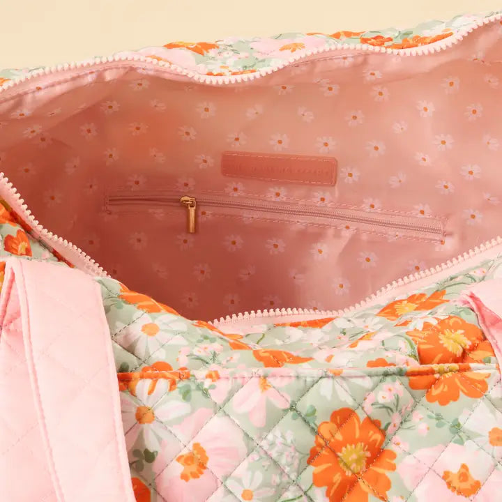 Sage Bouquet Beauty Quilted Weekender Bag