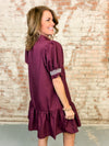 Dina Solid Embroidered Smock Dress
