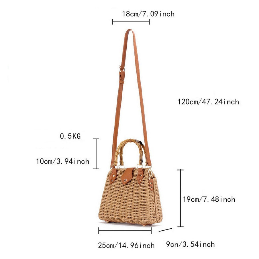 Carolina Bamboo Handle Straw Bag