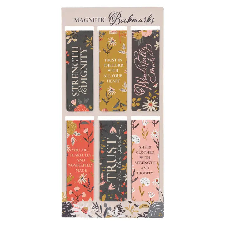 Warm Florals Magnetic Bookmark Set