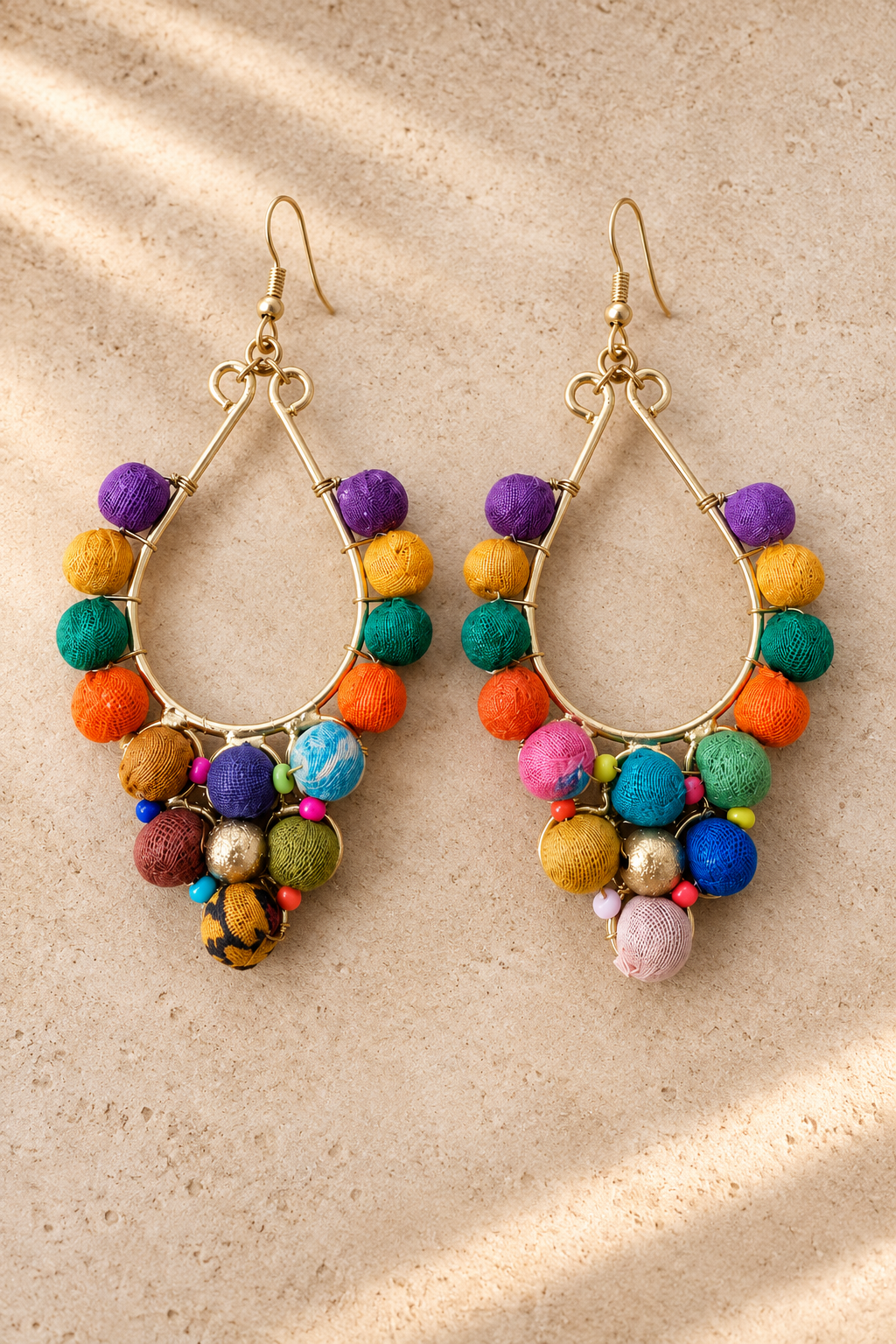 Jasper Cotton Bead Earrings