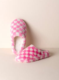 Maria Checkered Fuzzy Slippers