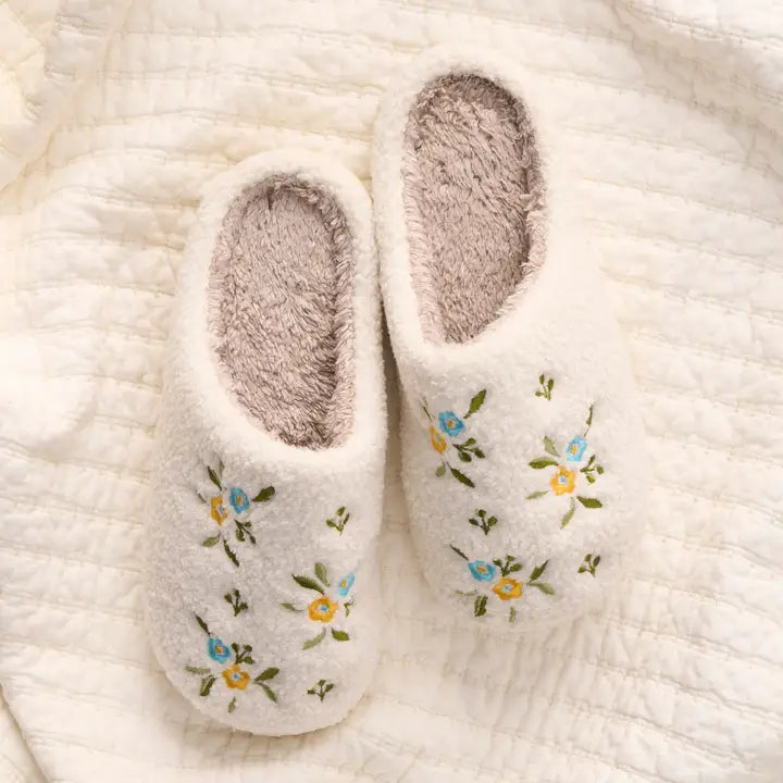 Mariza Fuzzy Floral Slippers