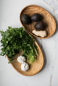 Smoked Bamboo Woven Basket Trays