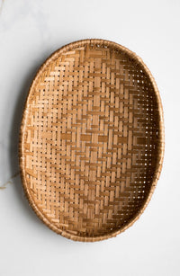 Smoked Bamboo Woven Basket Trays