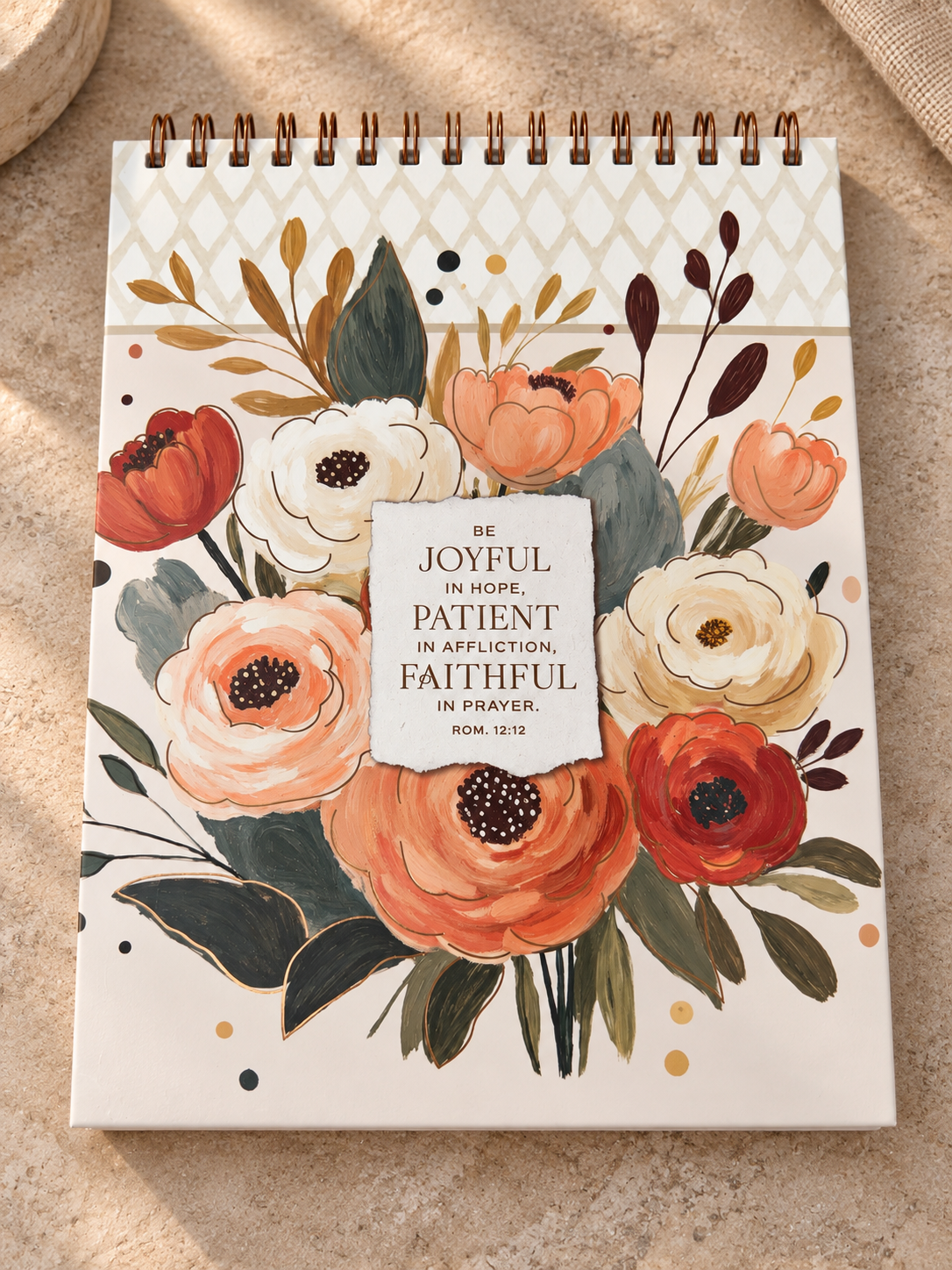 Floral Joyful, Patient, Faithful Notepad | Rom. 12:12