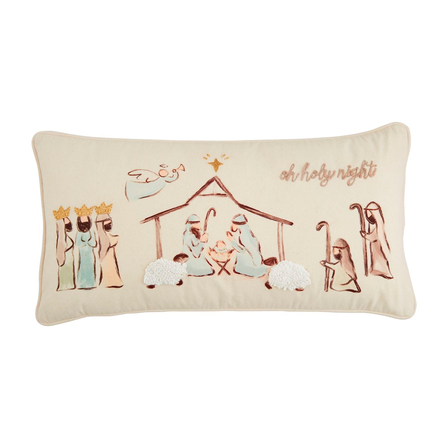 Mud Pie Embroidered Nativity Pillow