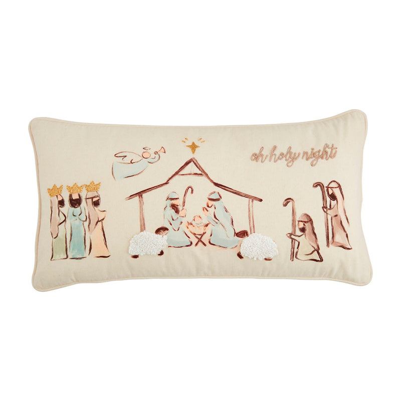 Mud Pie Embroidered Nativity Pillow