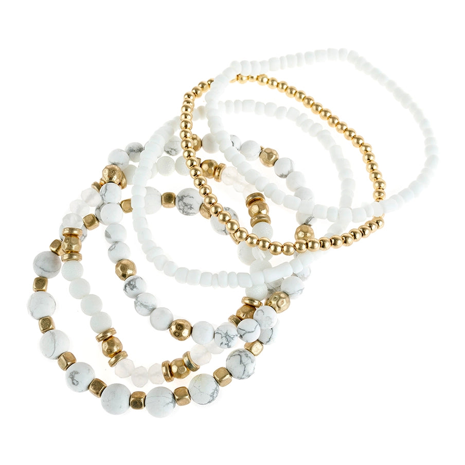 Natural Stone Mixed Beads Charm Bracelet