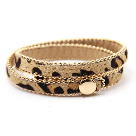 Cheetah Faux Animal Hair Snap Bracelet