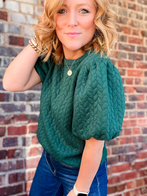 THML Green Puff Sleeve Top