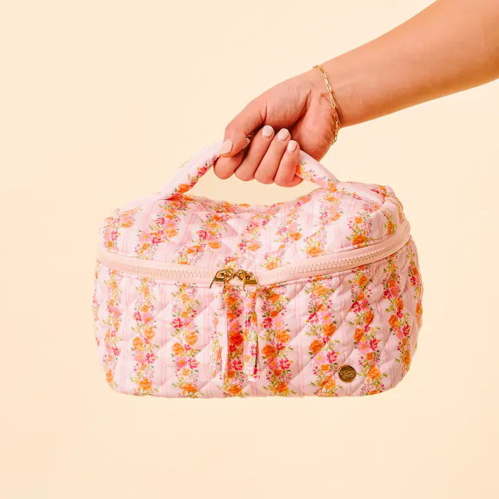 Pink Glam & Go Quilted Cosmetic Bag