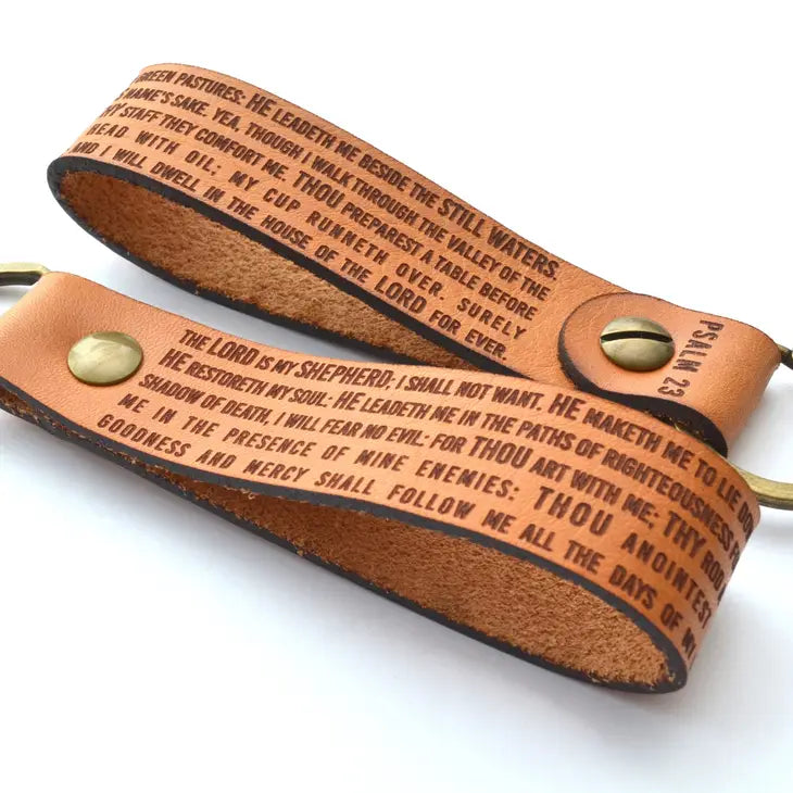 Scripture Leather Keychain