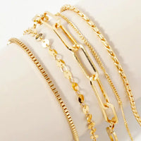 Gene 5-Piece Layered Stackable Chain Bracelet