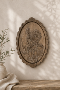 Scalloped Wood Botanical Wood Decor