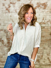 Paris Textured Leaf Button Down Top