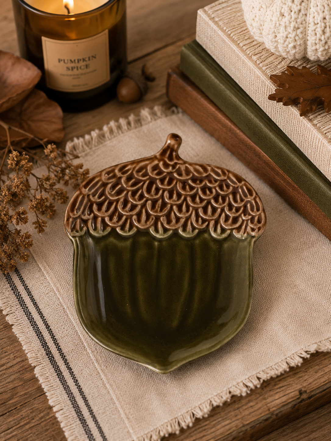 Olive Green Acorn Plate