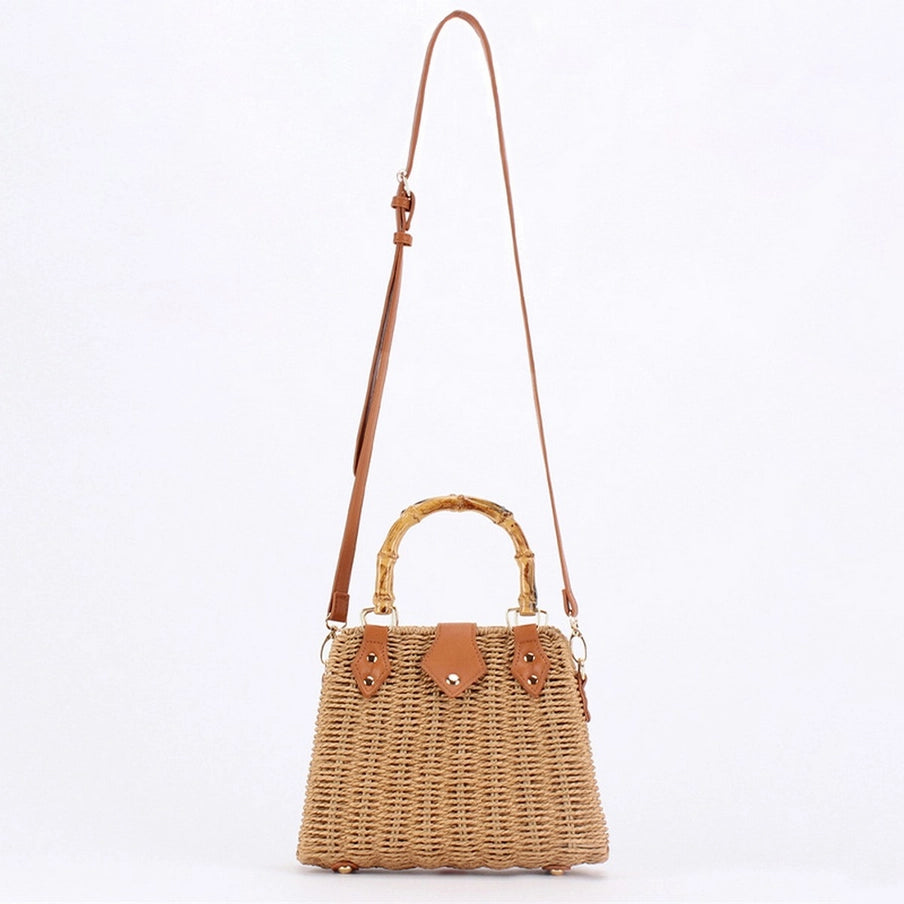 Carolina Bamboo Handle Straw Bag