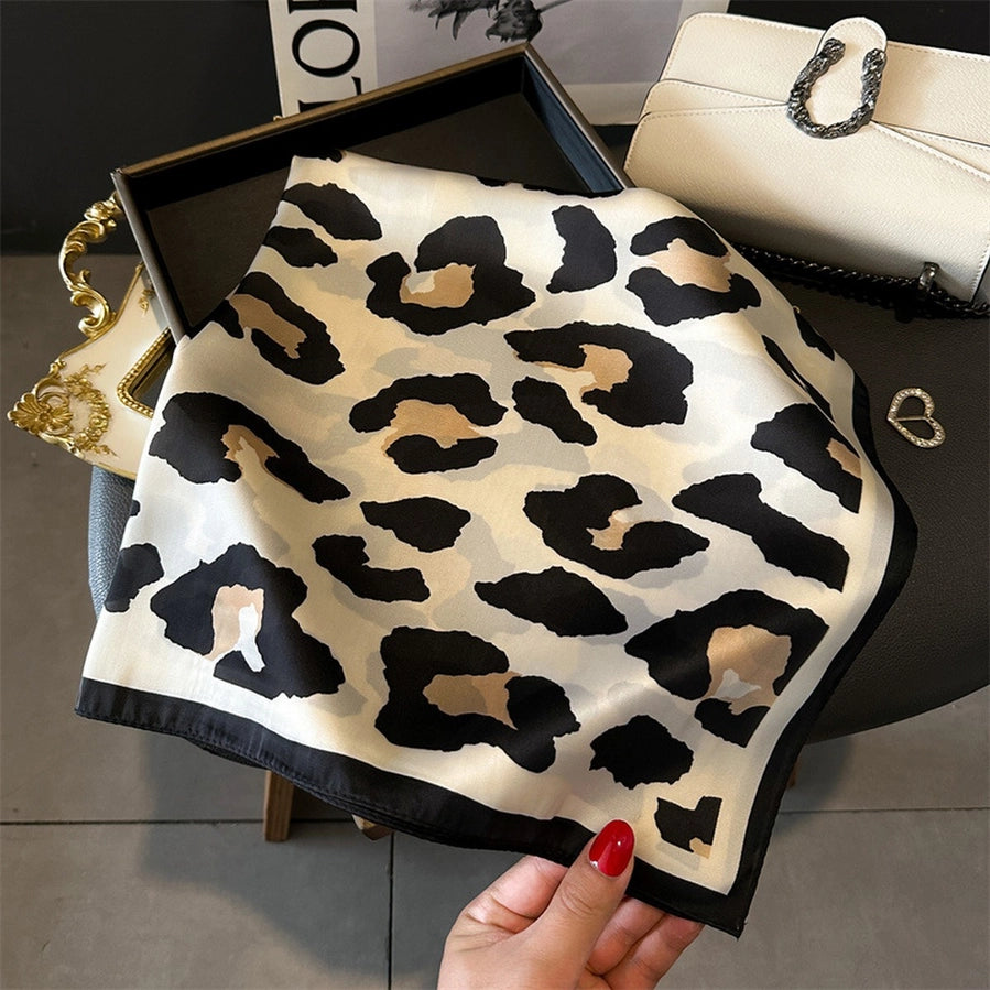 Leona Leopard Print Satin Scarf