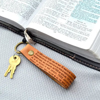 Scripture Leather Keychain