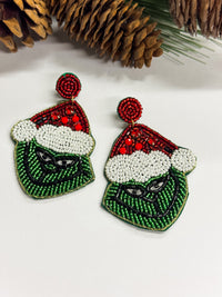 Grinch Seed Bead Earrings