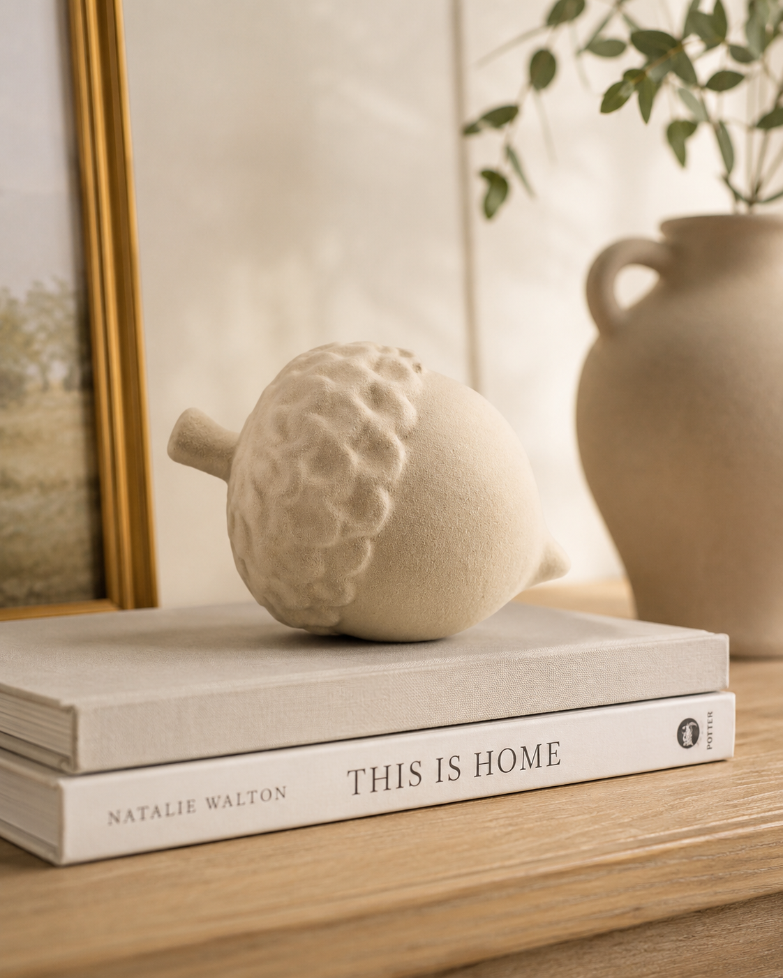 Cream Flocked Acorn