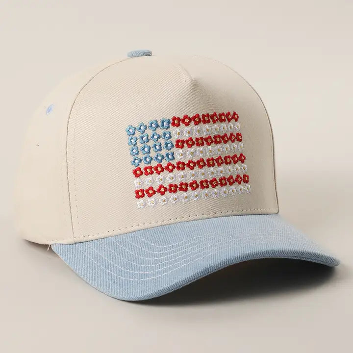 American Flag Embroidered Hat