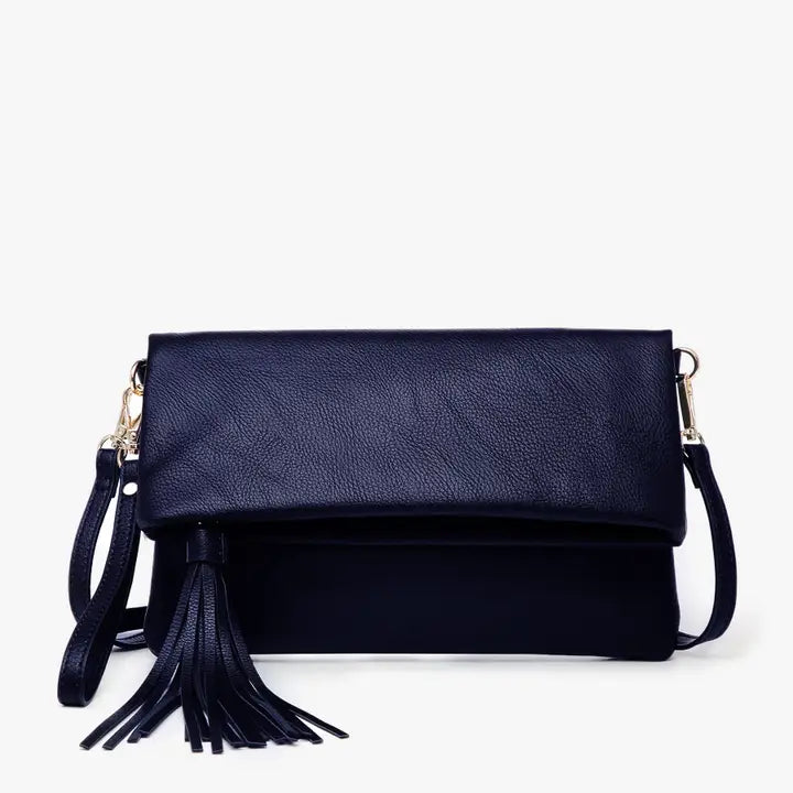 Navy Austin Flapover Crossbody Clutch
