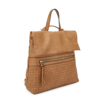 Helena Camel Woven Flap Backpack