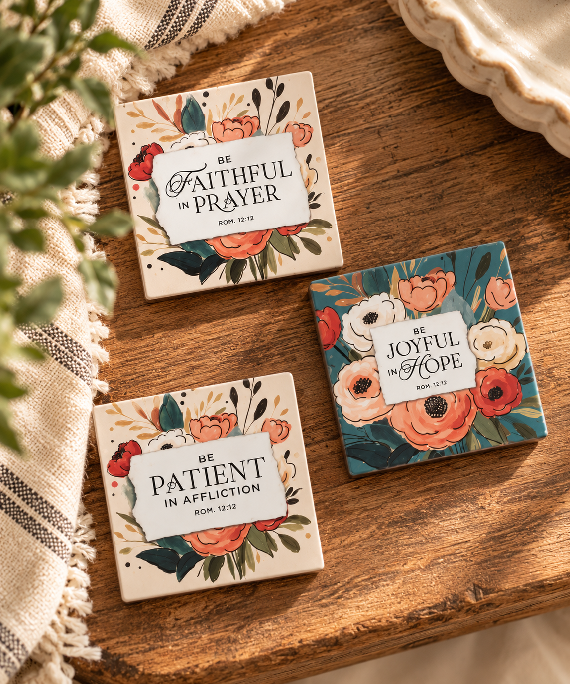 Romans 12:12 Floral Magnet Set