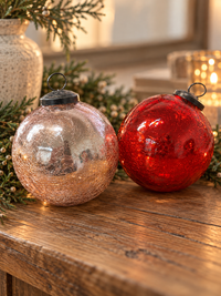 Distressed Christmas Glass Ball Ornament