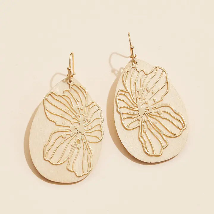 Kyn Wood and Flower Earrings