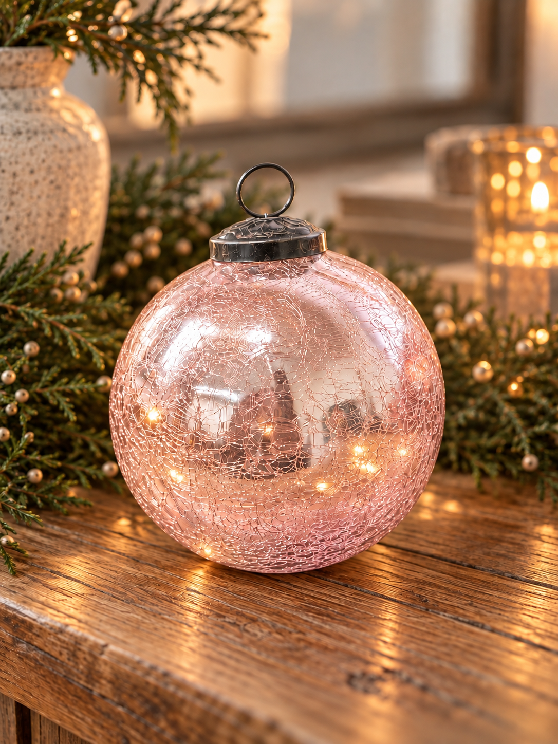 Distressed Christmas Glass Ball Ornament