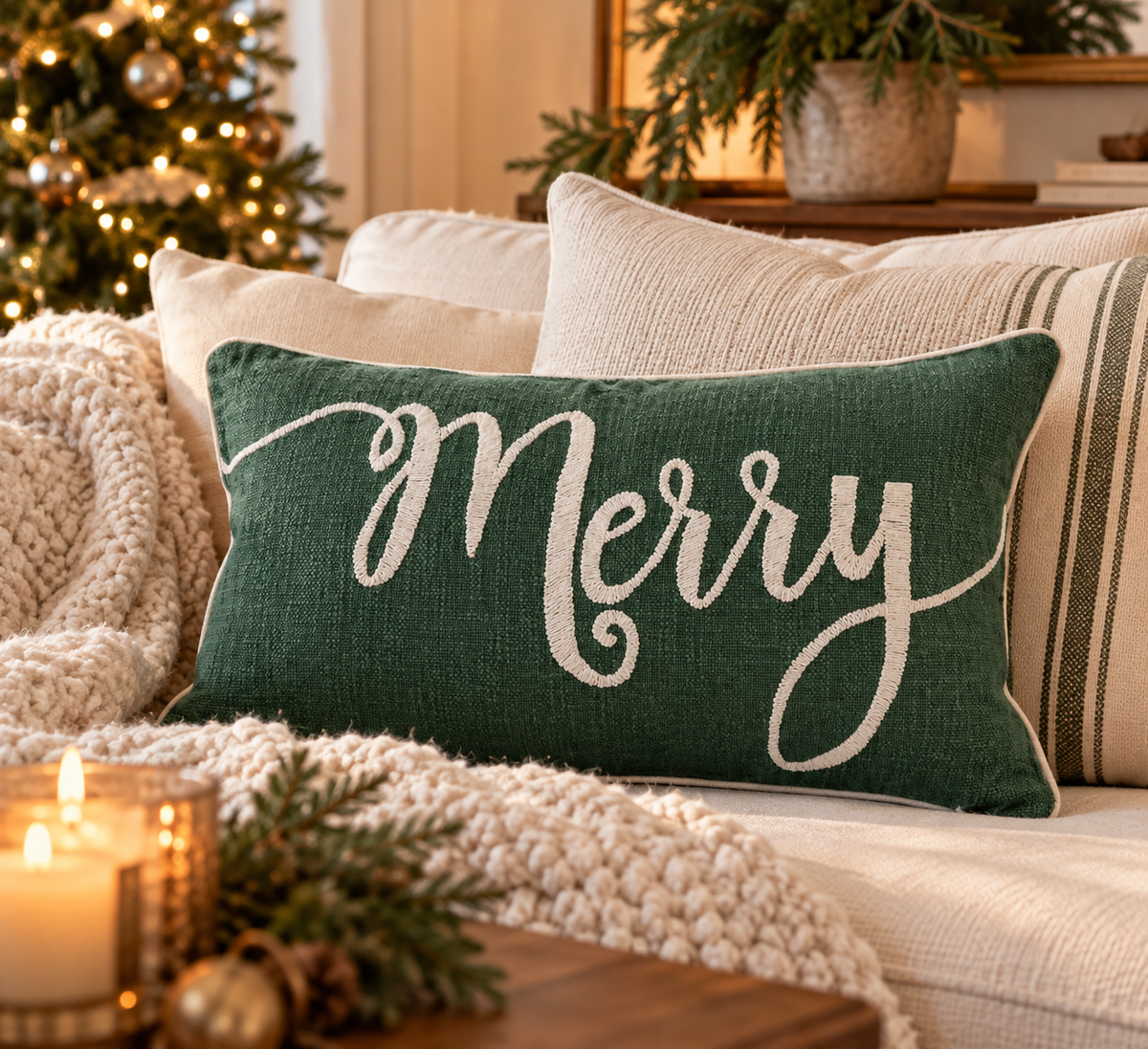 Merry Cotton Slub Lumbar Pillow