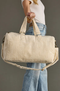 Cream Corduroy Duffel Bag