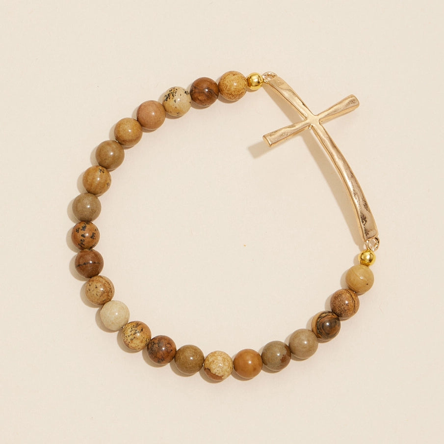 Cafe Stone Cross Bracelet