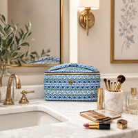 Navy Floral Foulard Makeup Bag