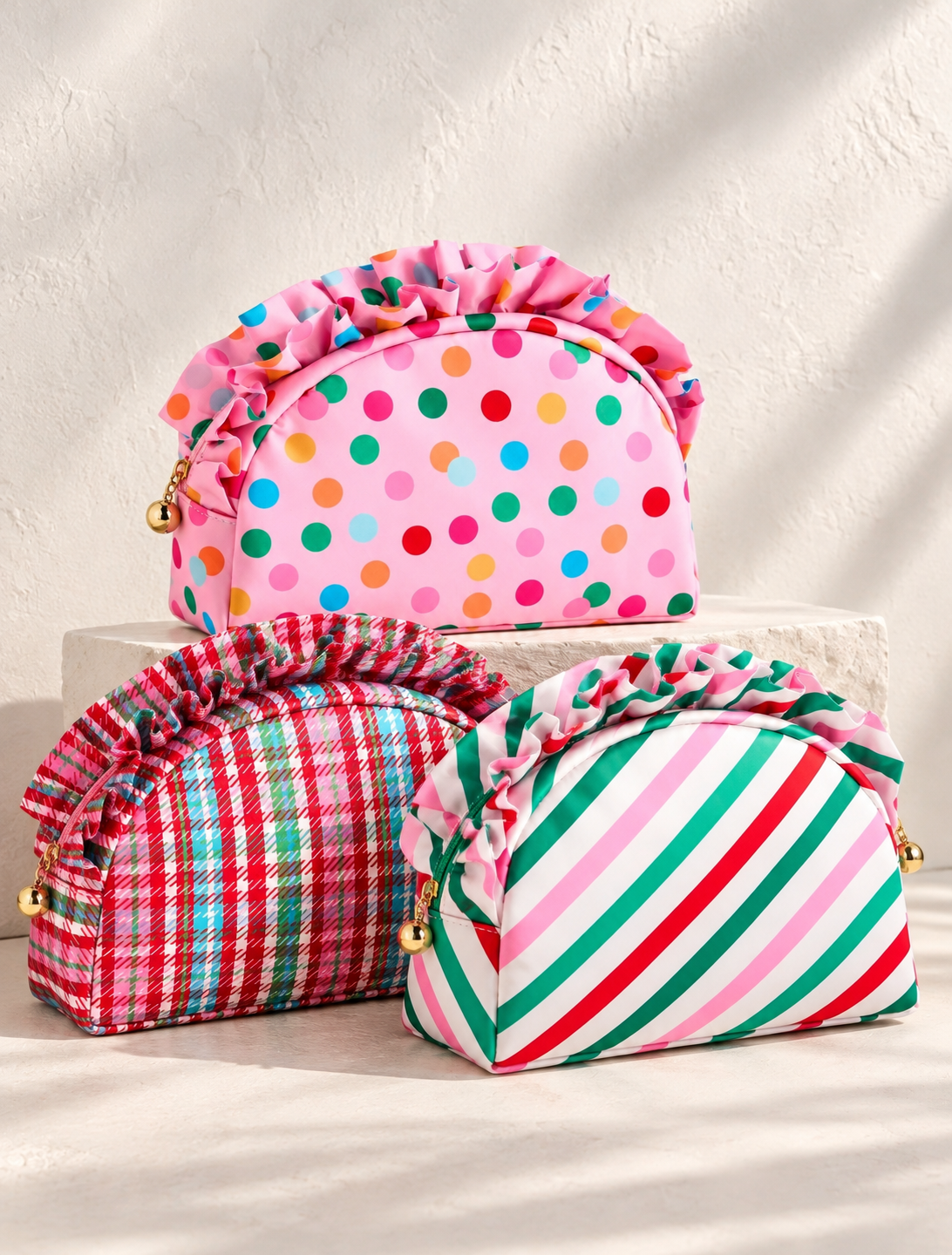 Sugarplum Ruffle Zip Pouches